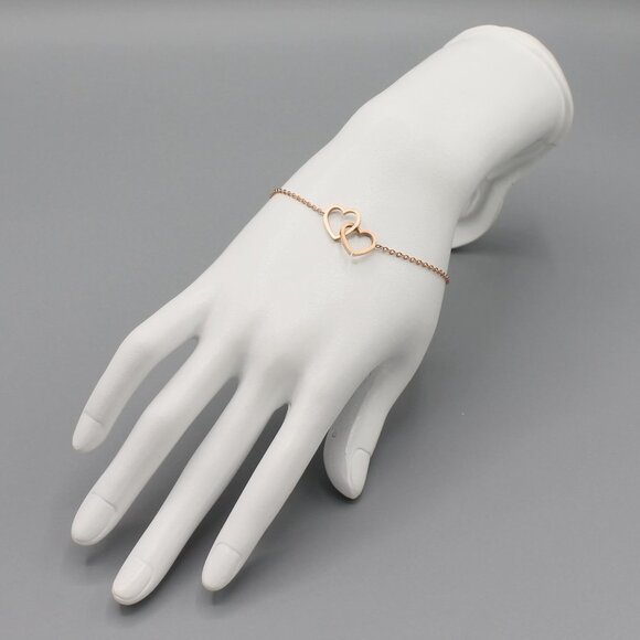 Heart love romantic bracelet dainty rose tone - Picture 4 of 8